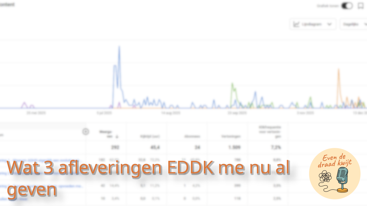 Wat 3 afleveringen EDDK me nu al geven